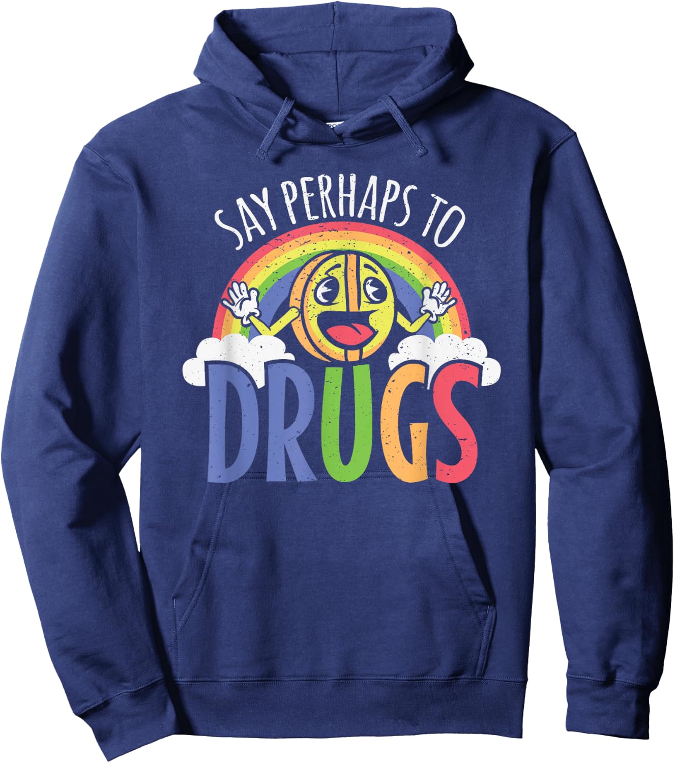 Say Perhaps to Drugs Psychedelic LSD Rainbow Pill Hoodie - Hoodie | Navy