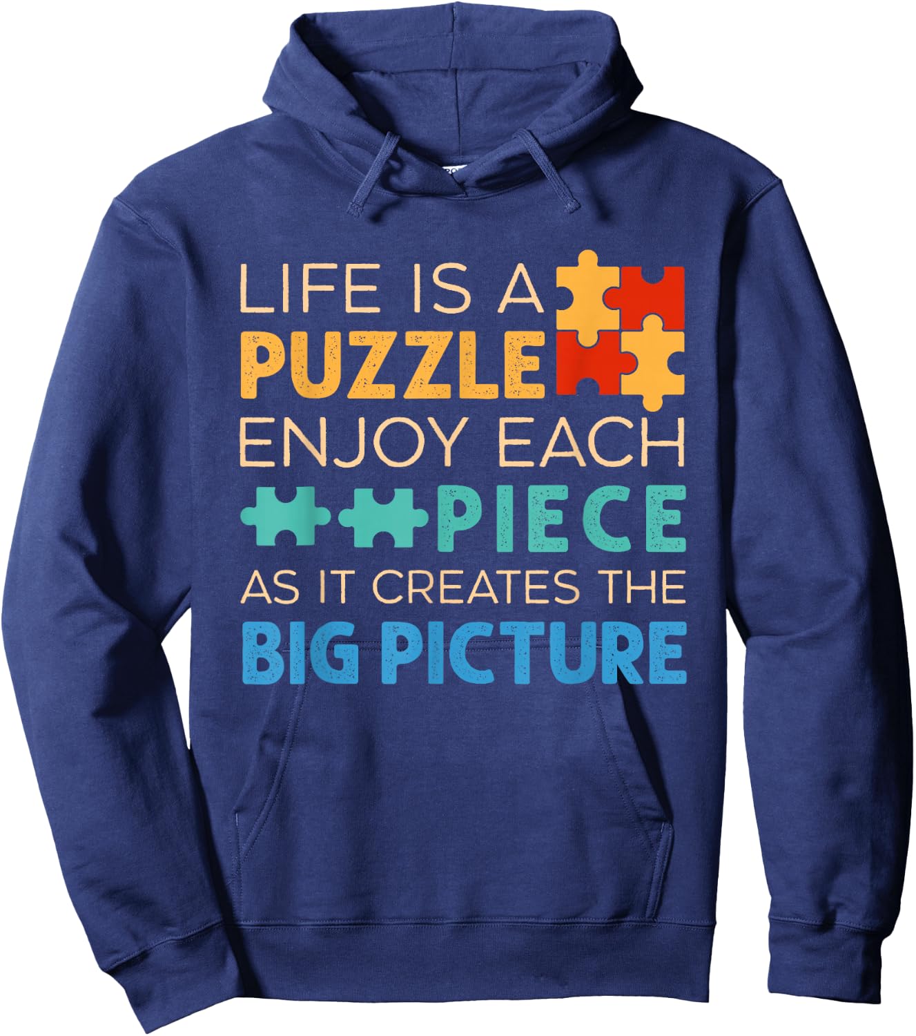 Life Is Puzzle Enjoy Each Piece | Jigsaw Puzzle Lover Hoodie - Hoodie | Navy