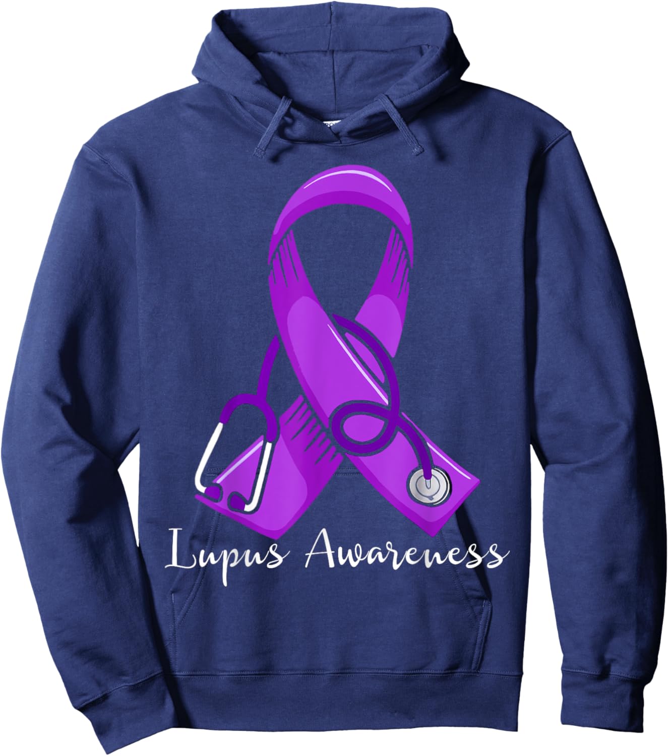 Lupus Awareness Wear Purple Ribbon Support Nurse Doctor Hoodie - Hoodie | Navy