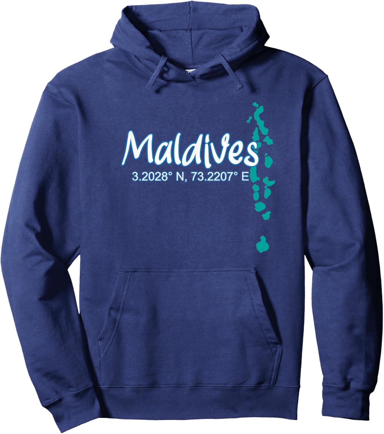 Maldives Islands Coordinates, Tourist Vacation Hoodie - Hoodie | Navy
