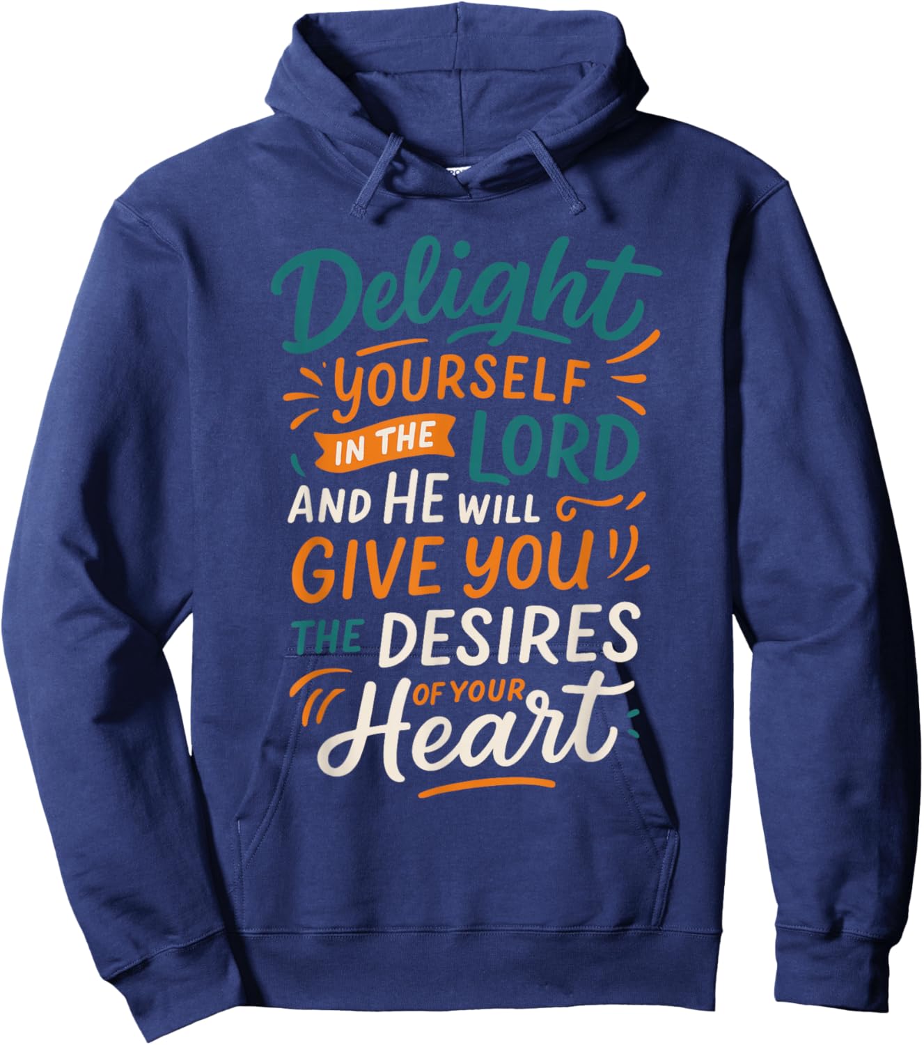 Delight Yourself in The Lord - Vintage Christian Faith Hoodie - Hoodie | Navy