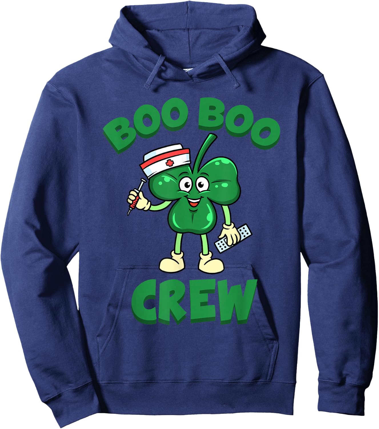 St Patrick's Day Nurse Shirt Boo Boo Crew Green Lucky Hoodie - Hoodie | Navy
