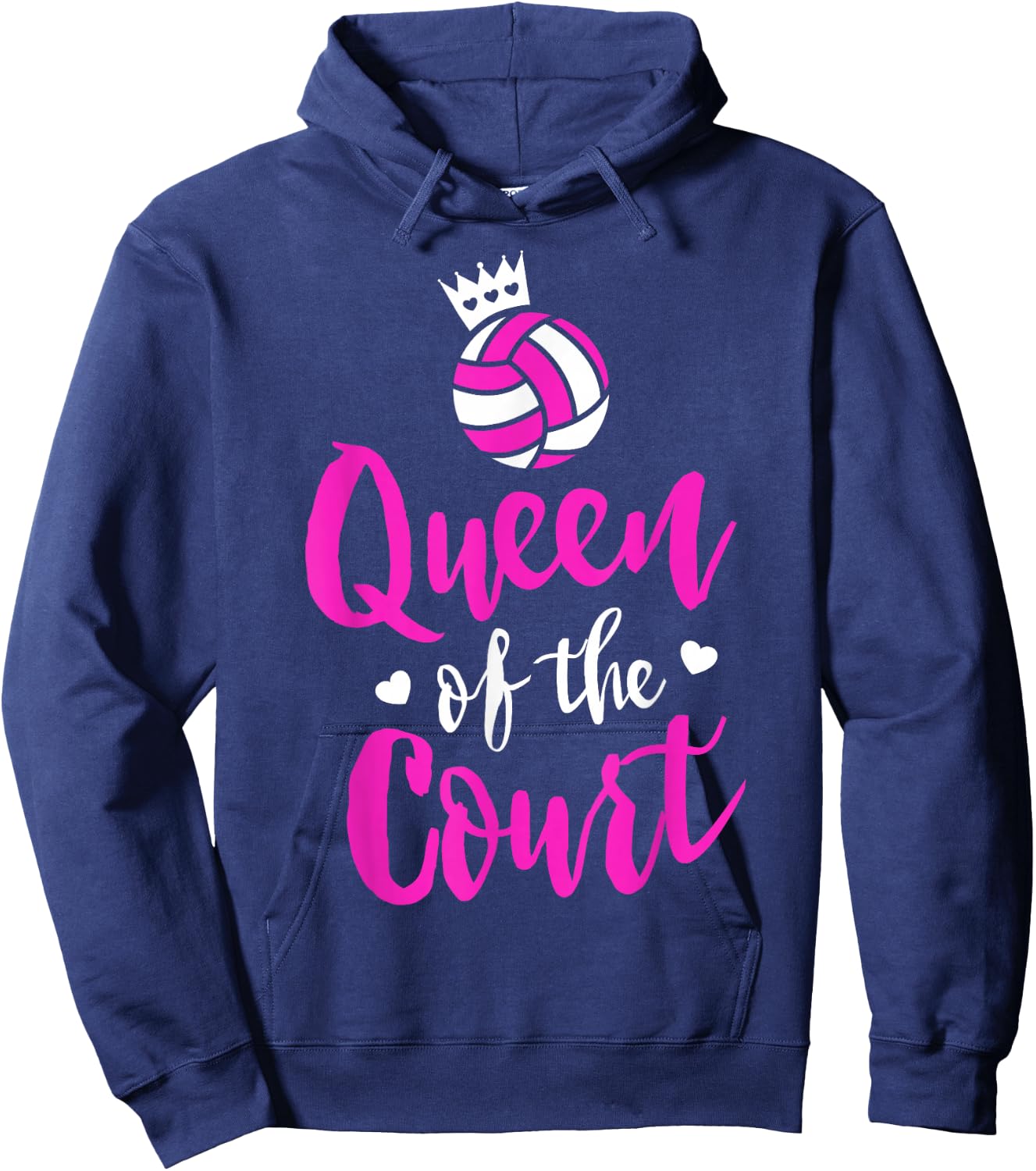 Volleyball Queen Shirt for Girls Cute Player Coach Gift Hoodie - Hoodie | Navy