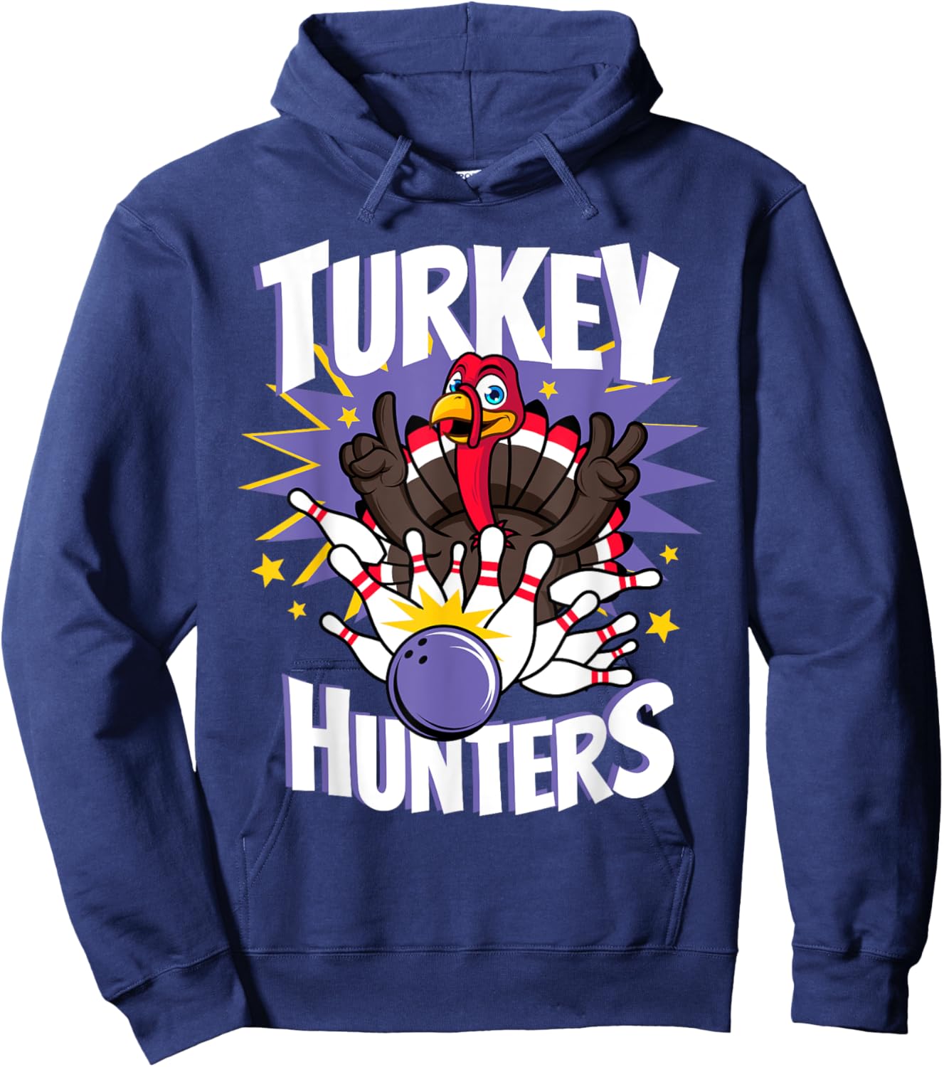 Funny Turkey Hunters Thanksgiving Bowler Bowling Player Gift Hoodie - Hoodie | Navy