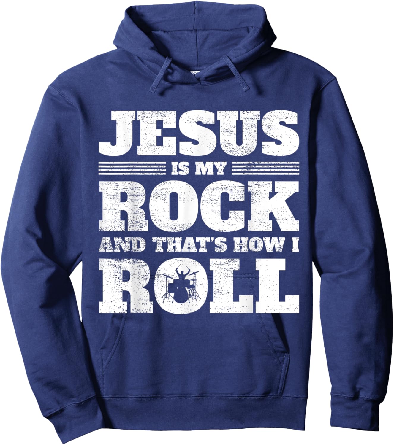 Christian Drumming - Jesus Rock & Roll - Christian Drummer Hoodie - Hoodie | Navy
