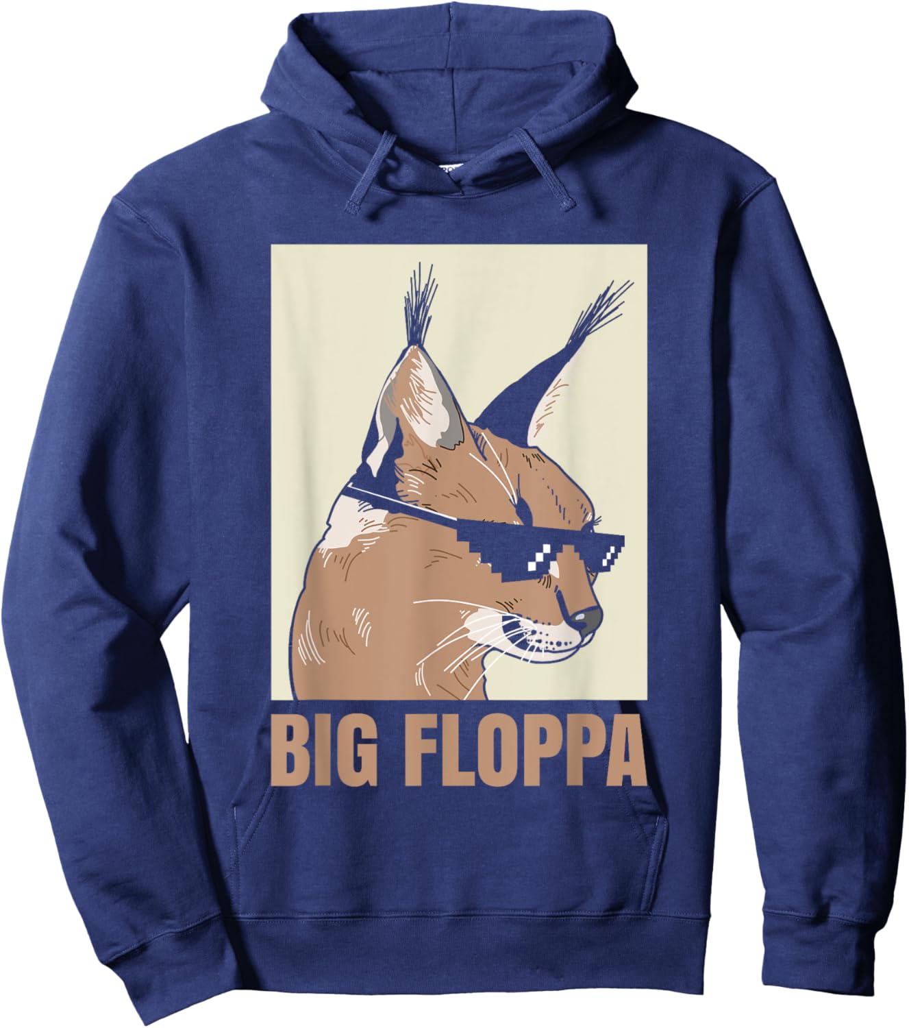 Big Floppa Meme Cat Caracal Cool Funny Cats Caracals Lover Hoodie - Hoodie | Navy