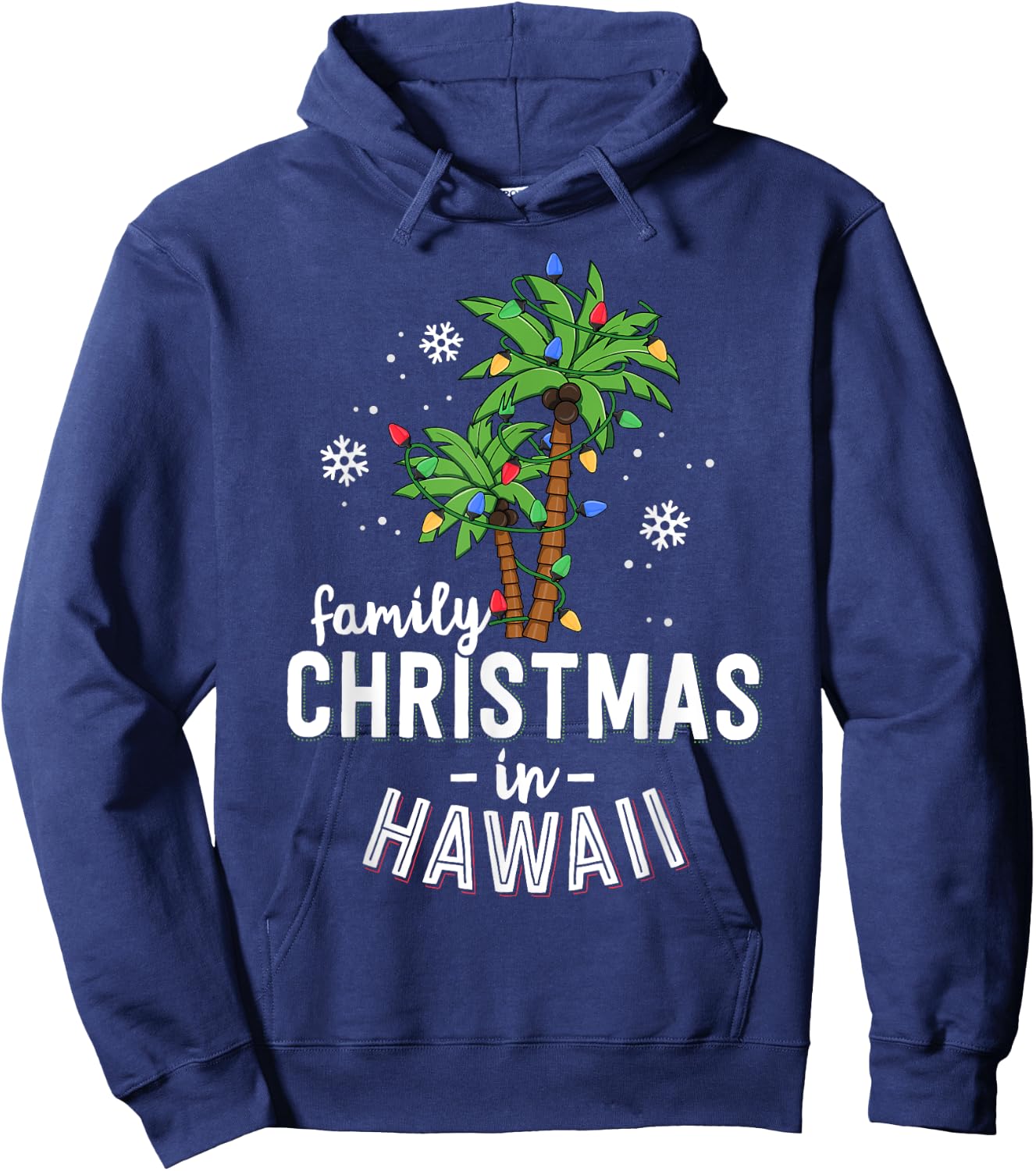 Family Christmas In Hawaii Palm Trees Xmas Beach Vacation Hoodie - Hoodie | Navy