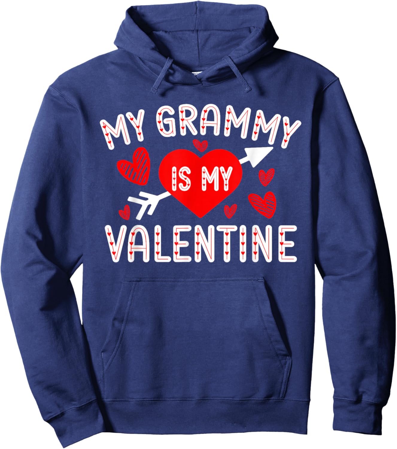 My Grammy Is My Valentine Cute Heart Valentine's Day Hoodie - Hoodie | Navy