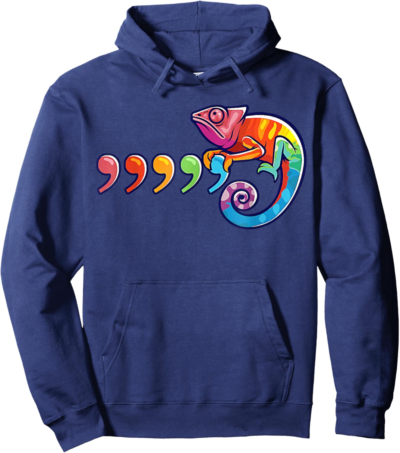 Comma Chameleon Funny 80's Throwback Hoodie - Hoodie | Navy
