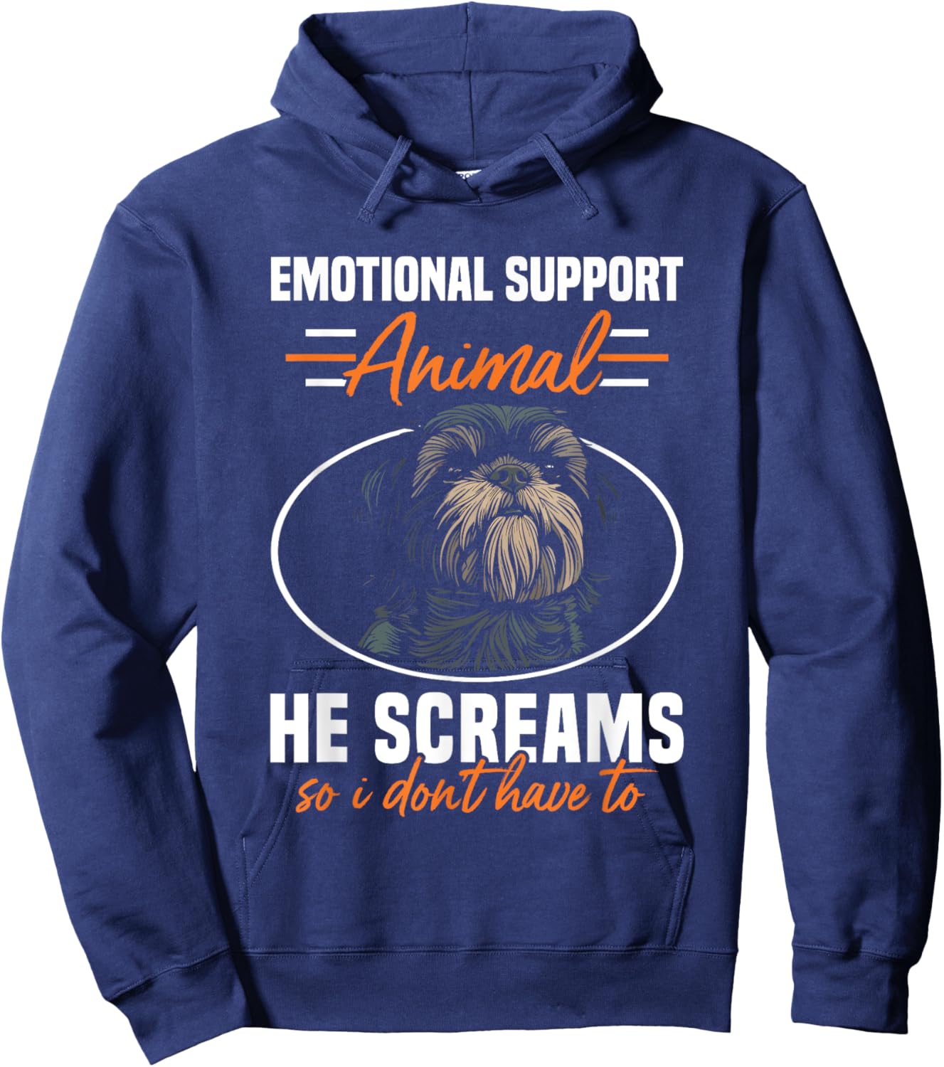 Emotional Support Animal Dog Breed Shih Tzu Dog Lover Hoodie - Hoodie | Navy