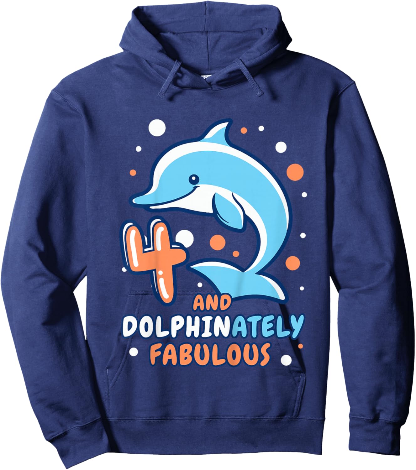 Dolphin 4th Birthday Outfit Dolphin Birthday Party Age 4 Hoodie - Hoodie | Navy