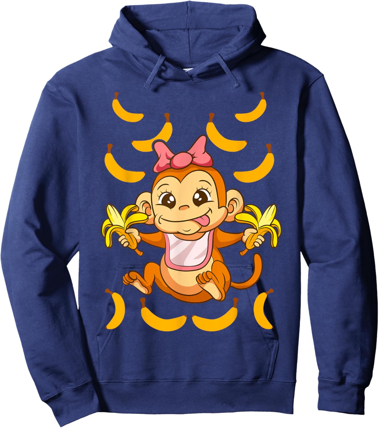 Baby Monkey Monkeys Zoo Animals Bananas Cute Kids Hoodie - Hoodie | Navy