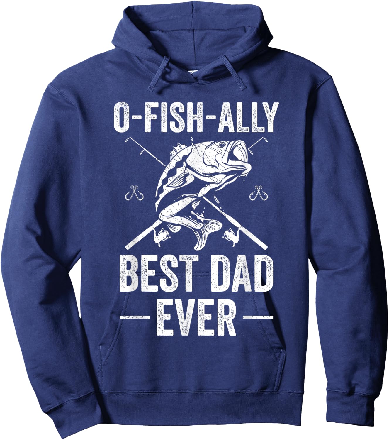 Funny Dad Fishing Fathers Day Ofishally Best Dad Ever Hoodie - Hoodie | Navy