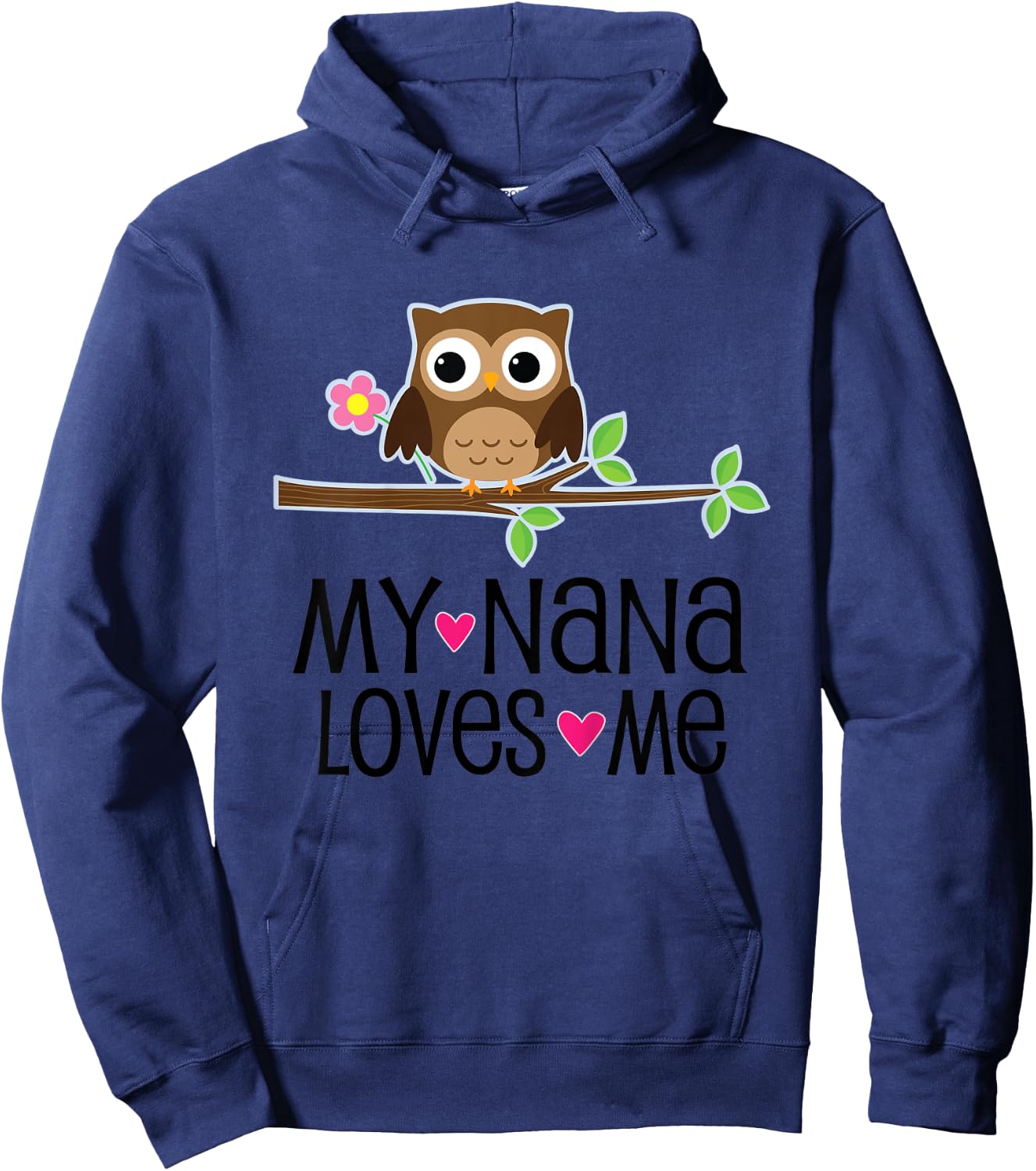 Kids Nana Loves Me Grandchild Owl Hoodie - Hoodie | Navy
