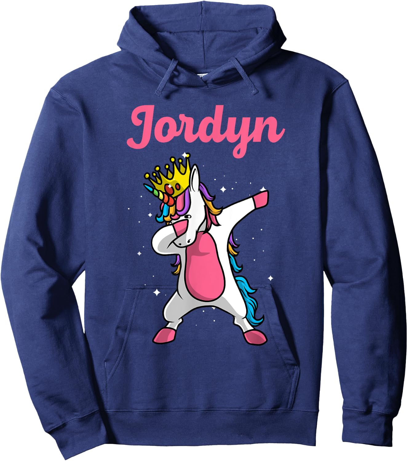 JORDYN Gift Name Personalized Birthday Dabbing Unicorn Queen Hoodie - Hoodie | Navy
