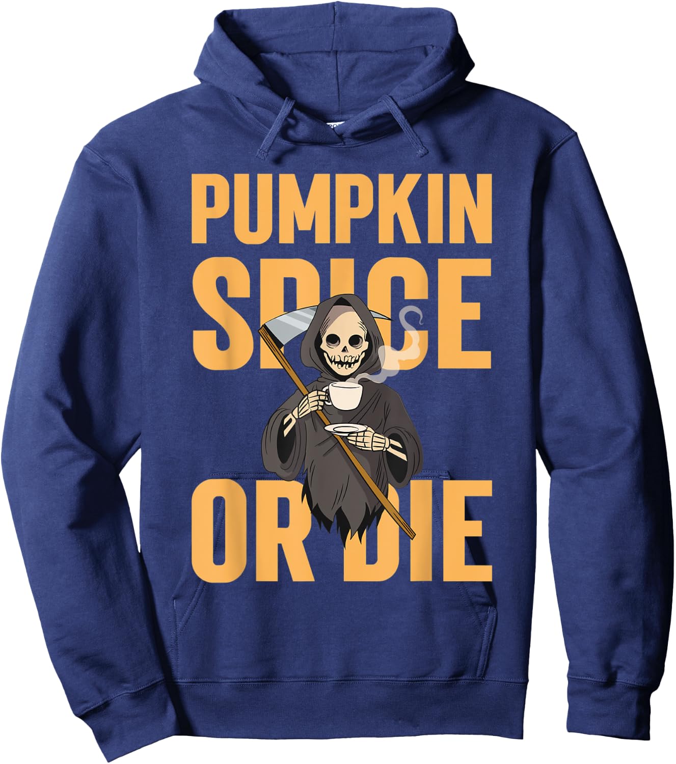 Pumpkin Spice Or Die Fall Coffee Lover Halloween Skeleton Hoodie - Hoodie | Navy