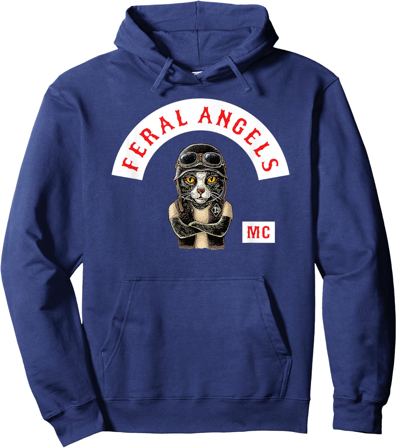 Feral Angels Biker Cat Motorcycle Club Hoodie - Hoodie | Navy