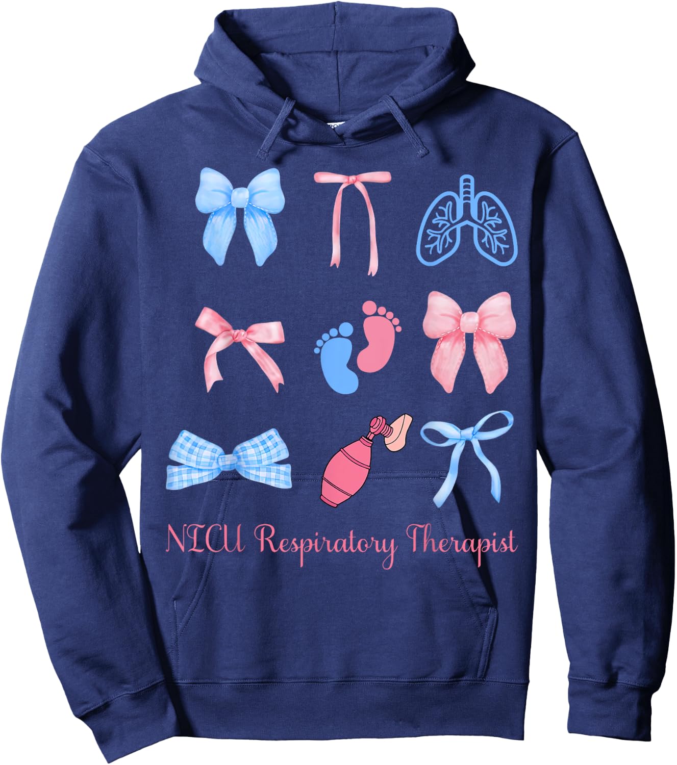 Coquette NICU Respiratory Therapist Lung Squad Neonatal ICU Hoodie - Hoodie | Navy