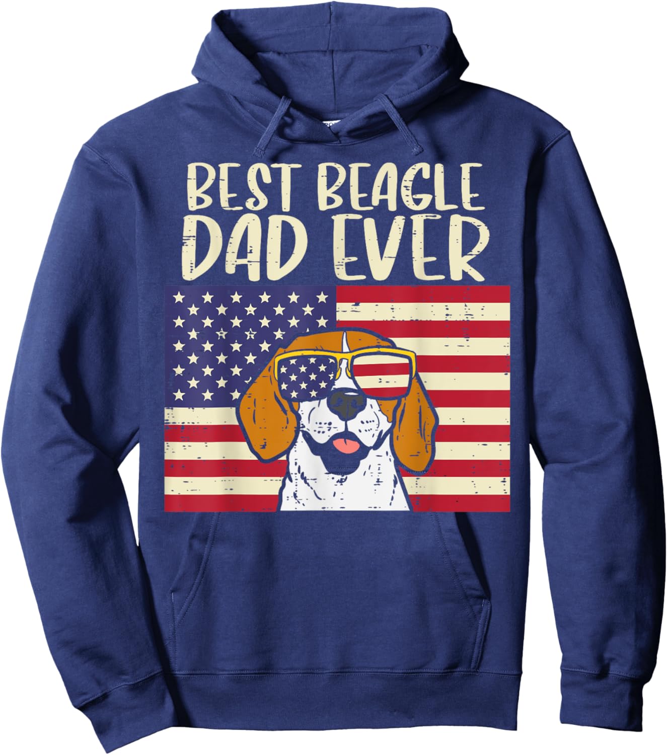 Best Beagle Dad Ever Flag Patriotic Dog Lover Owner Men Gift Hoodie - Hoodie | Navy