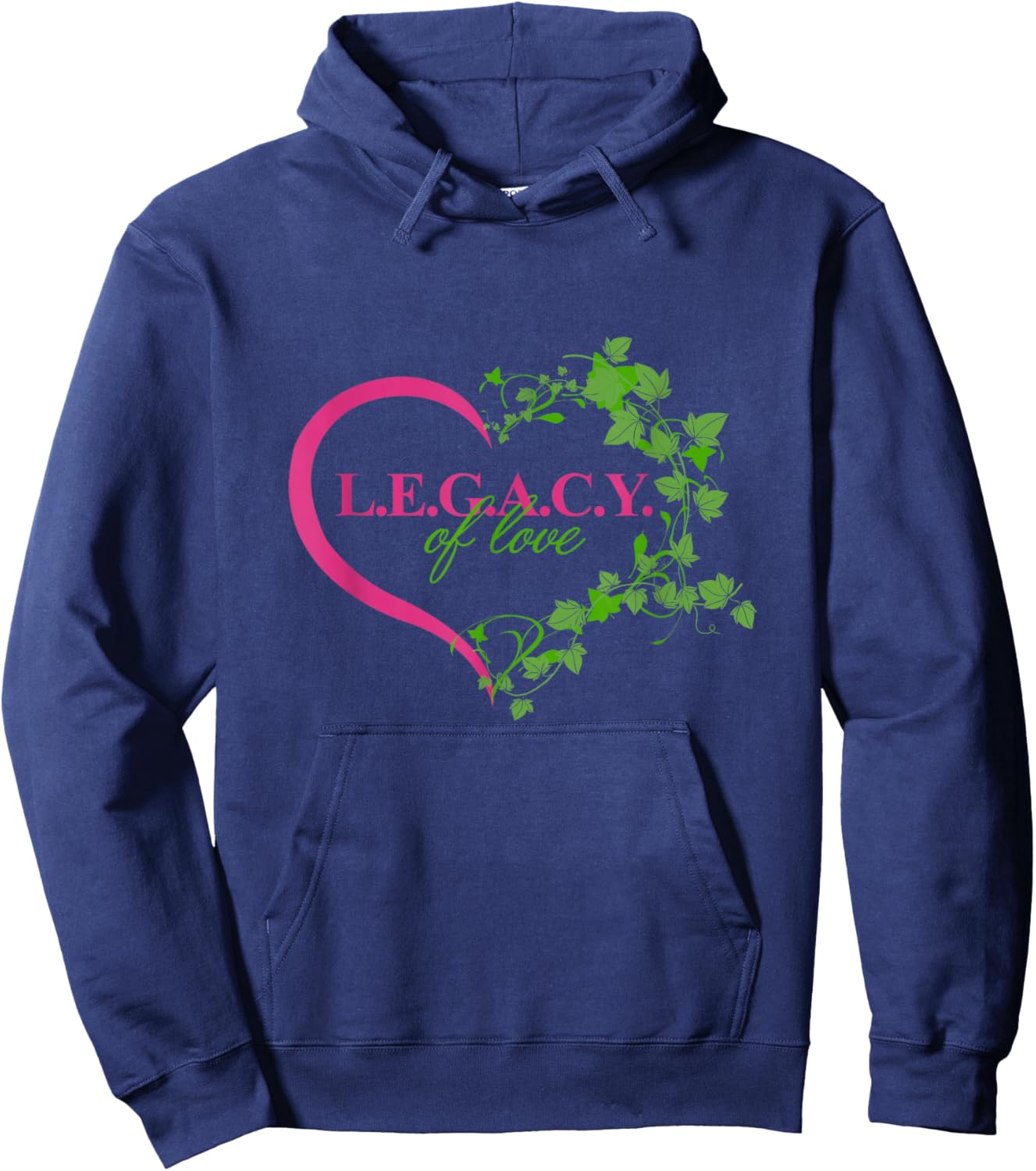 Legacy of Love Black Sorority Excellence Pink & Green Ivy Hoodie - Hoodie | Navy