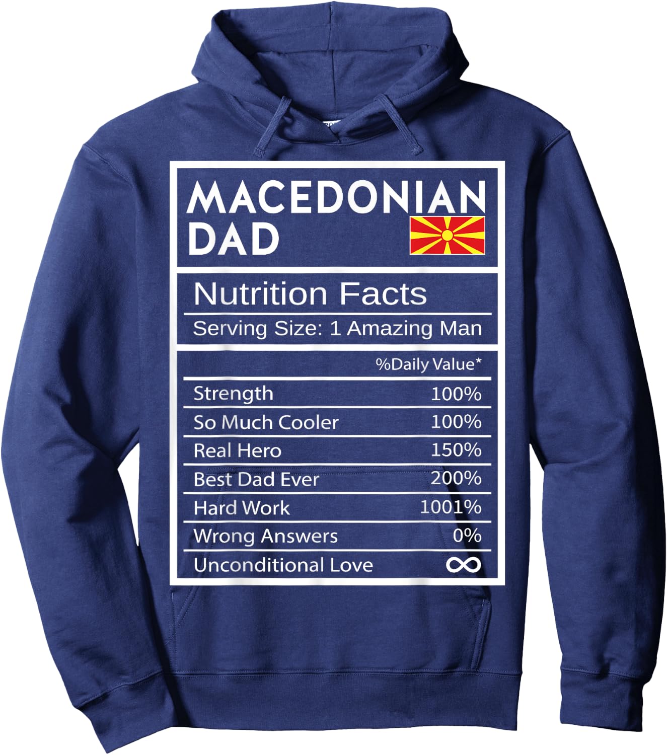 Macedonian Dad Nutrition Facts National Pride Gift Dad Hoodie - Hoodie | Navy