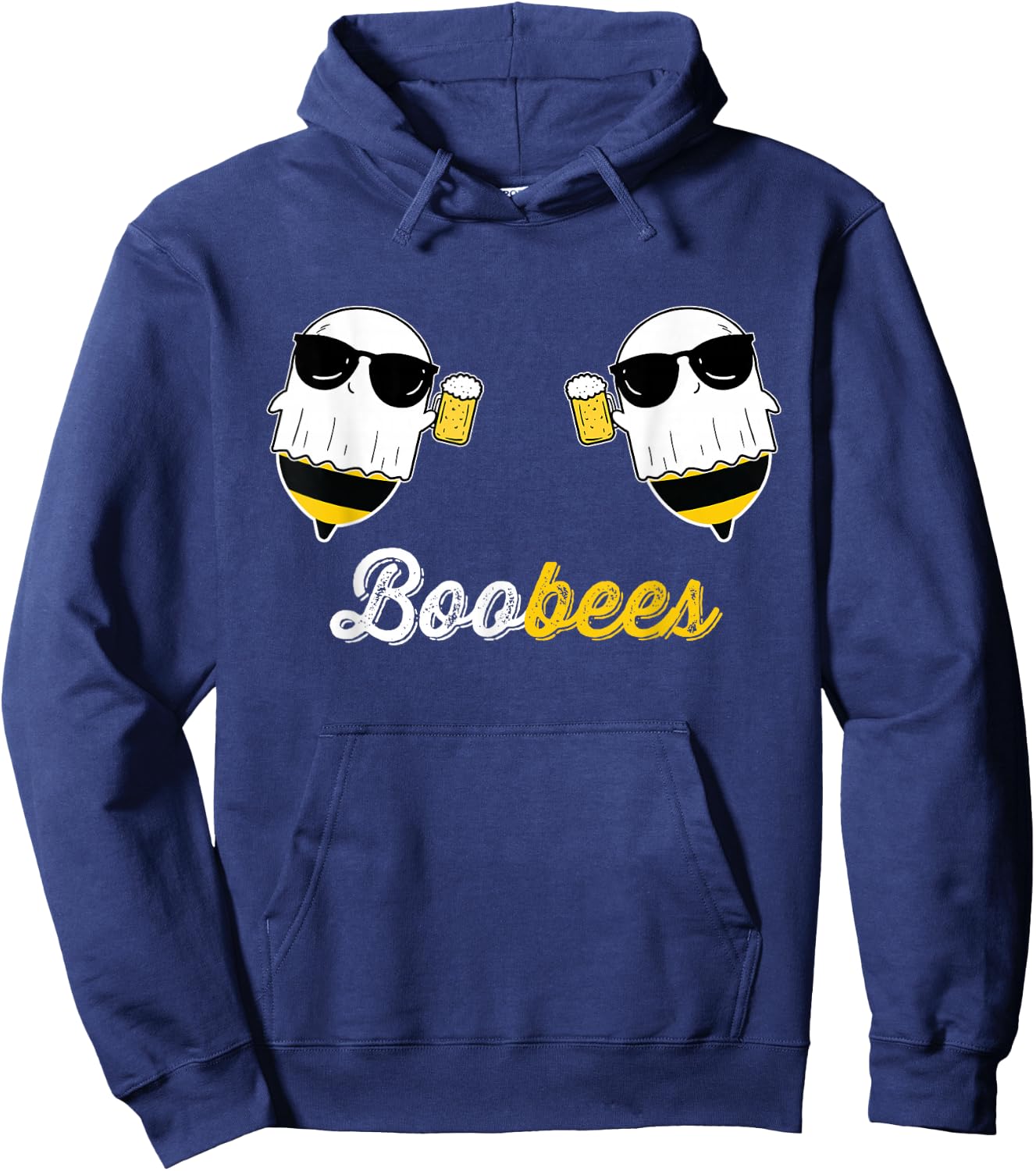Boo Bees Halloween Costume Cute Ghost drinking Beer Funny Hoodie - Hoodie | Navy