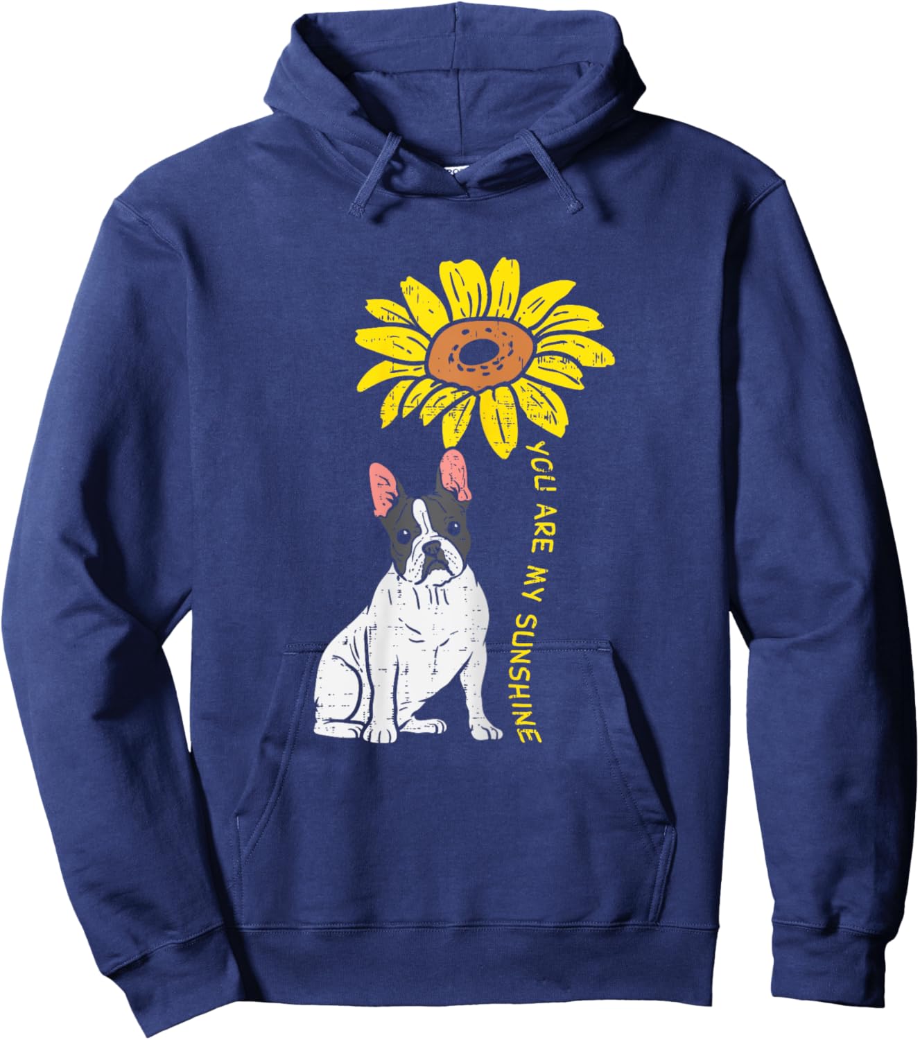 French Bulldog Sunflower Sunshine Frenchie Dog Women Gift Hoodie - Hoodie | Navy