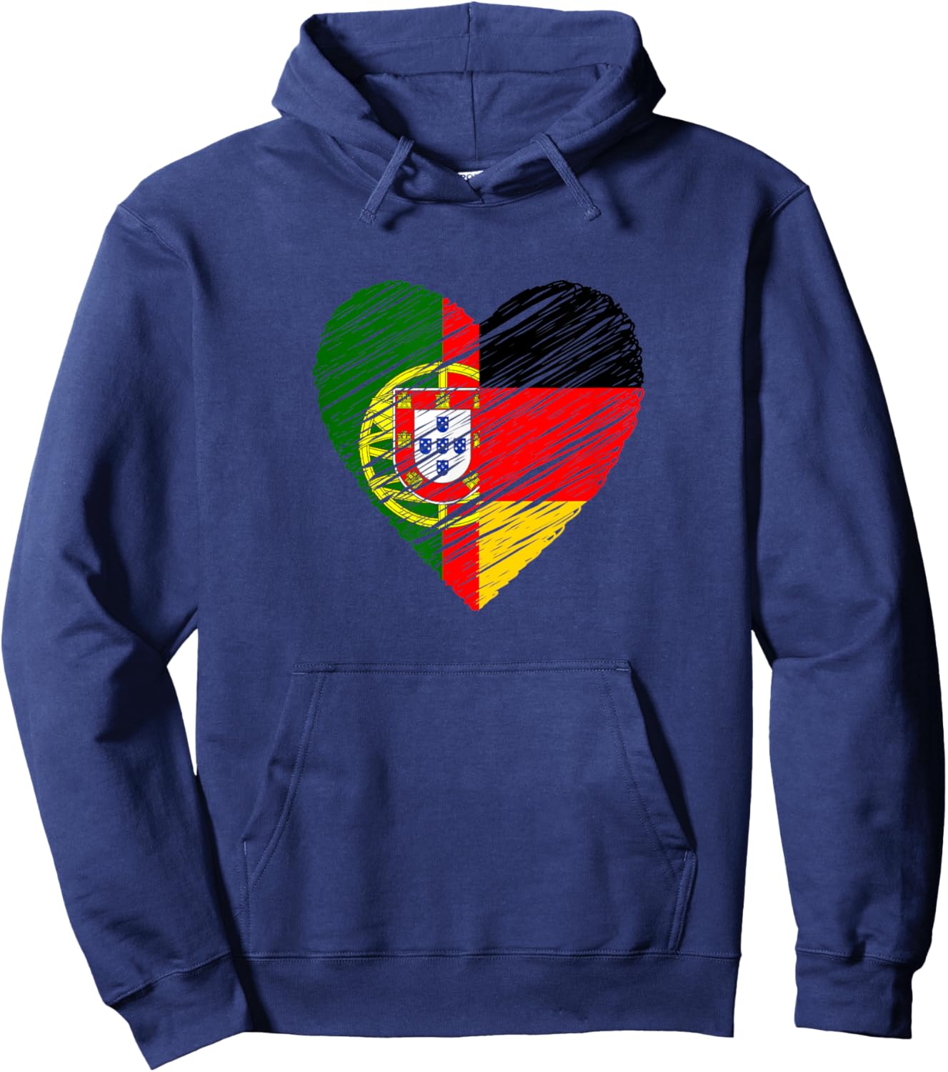 Portugal Deutschland Herz Deutschland Flagge Portugiesische Flagge Herz Hoodie - Hoodie | Navy