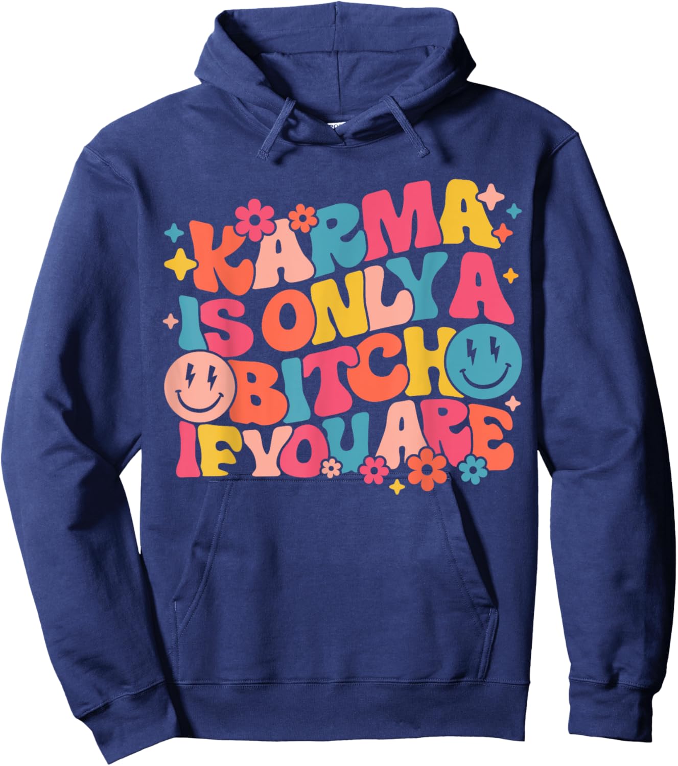 Karma Is Only A Bitch If You Are Trendy Leopard Preppy Hoodie - Hoodie | Navy