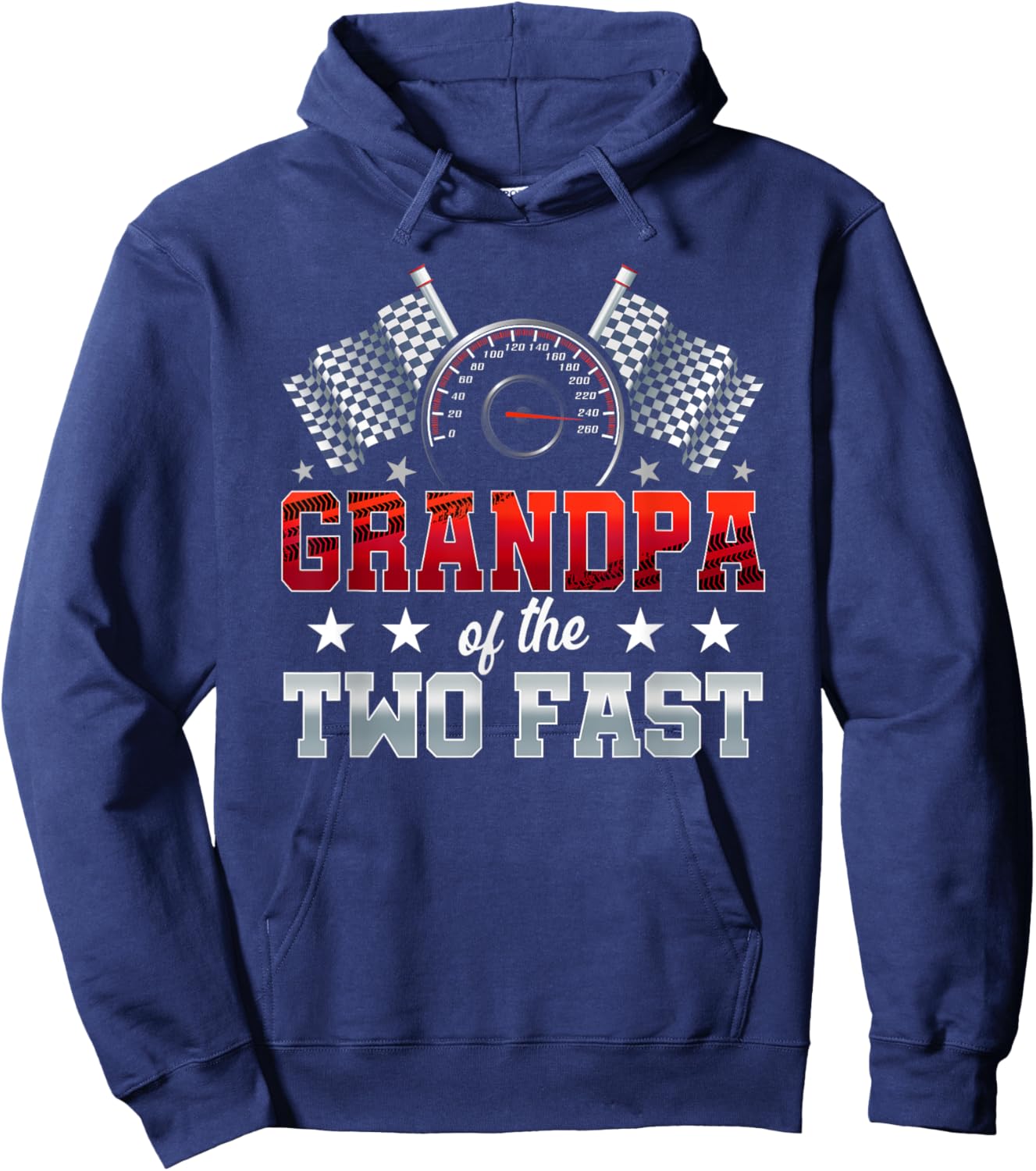 Grandpa of The Two Fast Second Birthday Racing Car Family Hoodie - Hoodie | Navy