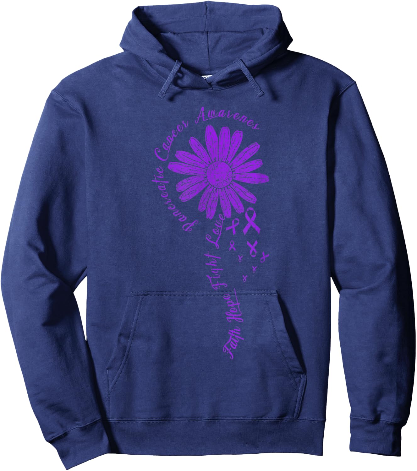 Cancer Fight Purple Ribbon Gift Pancreatic Cancer Awareness Hoodie - Hoodie | Navy