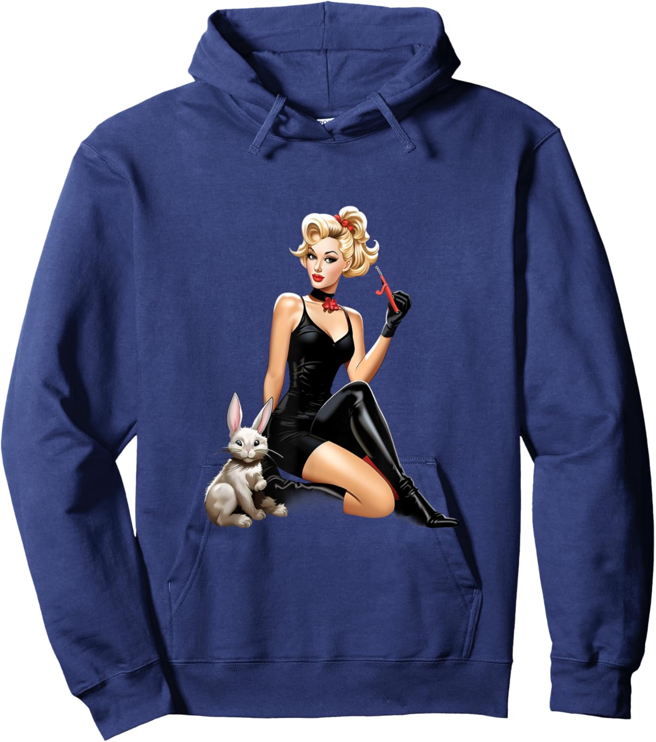 Pinup Girl Bunny Rabbit Pin-Up Vintage Hoodie - Hoodie | Navy