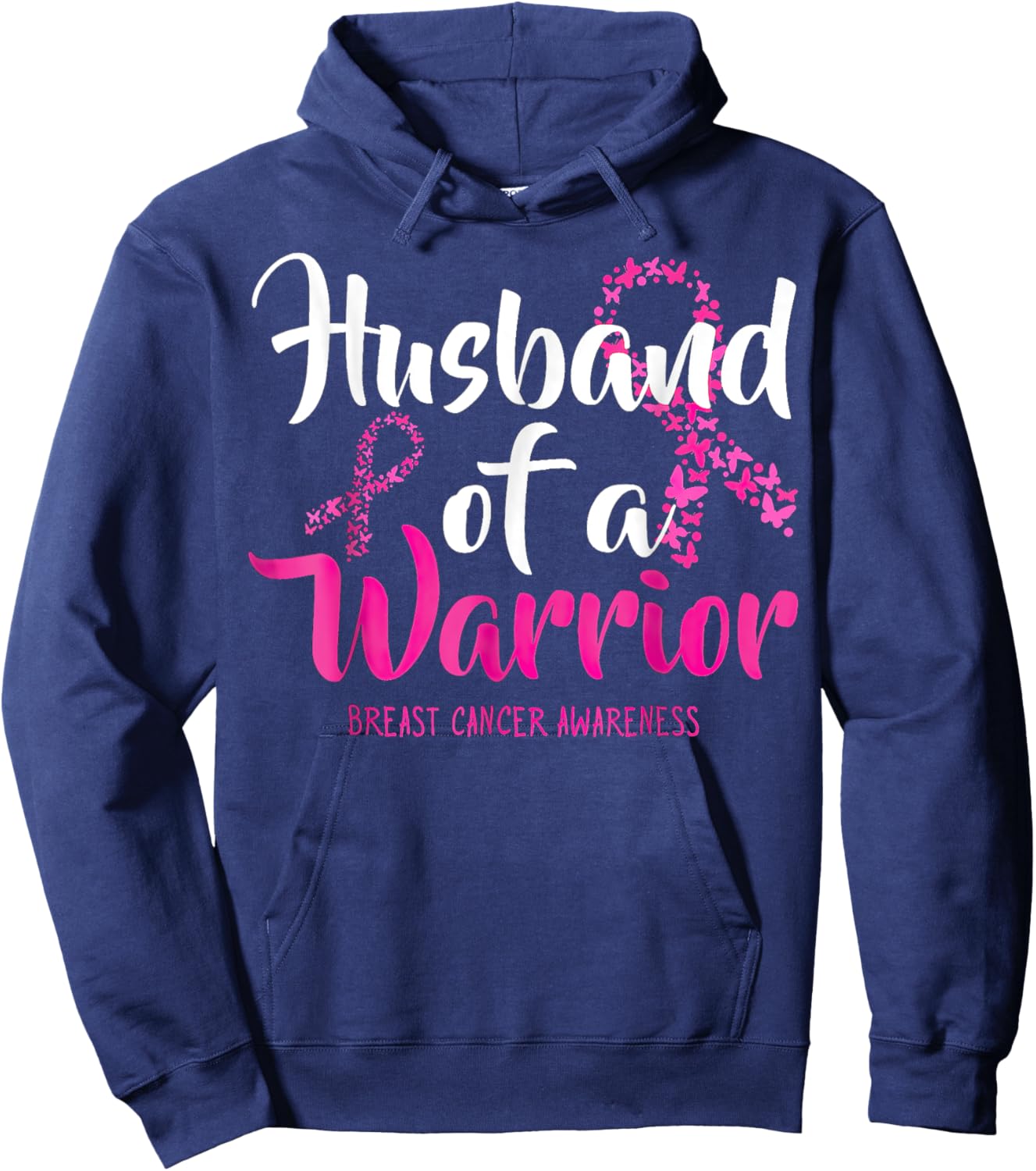 Husband Of A Warrior Breast Cancer Awareness Hoodie - Hoodie | Navy