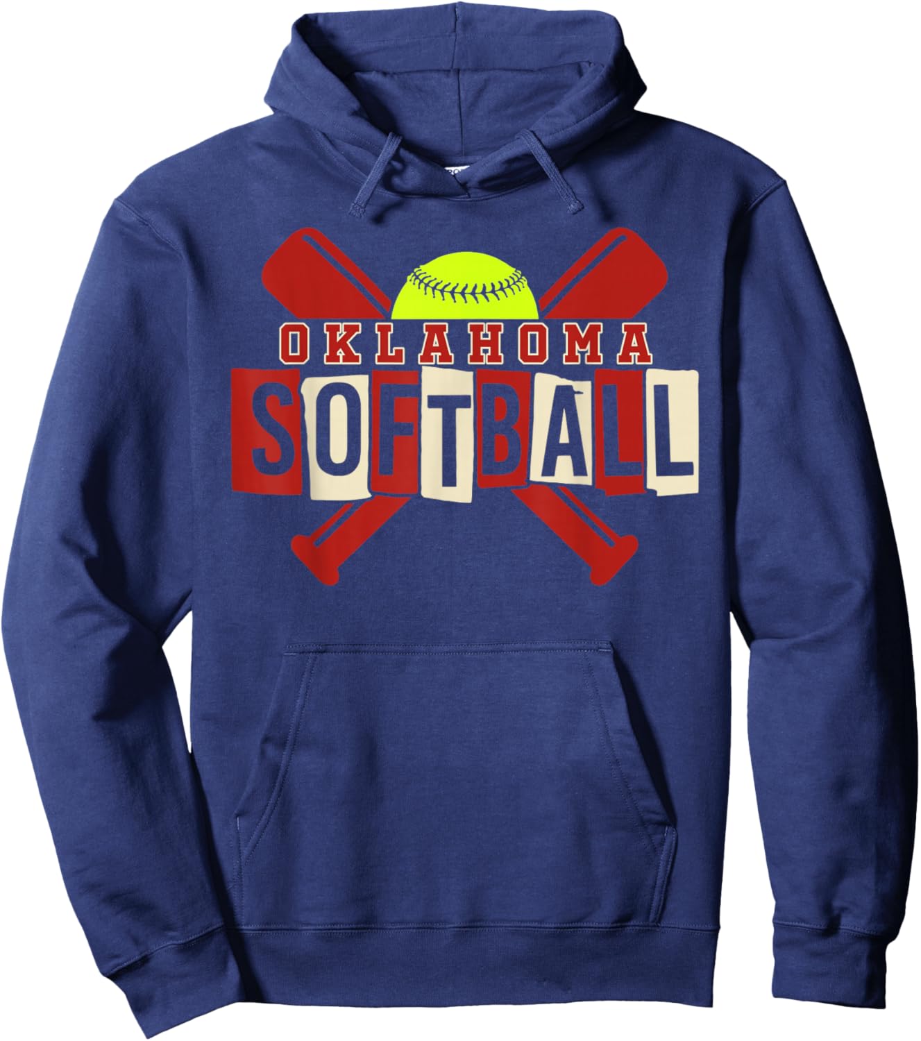 Oklahoma Softball Vintage Kids Team Retro Softball Fan Hoodie - Hoodie | Navy