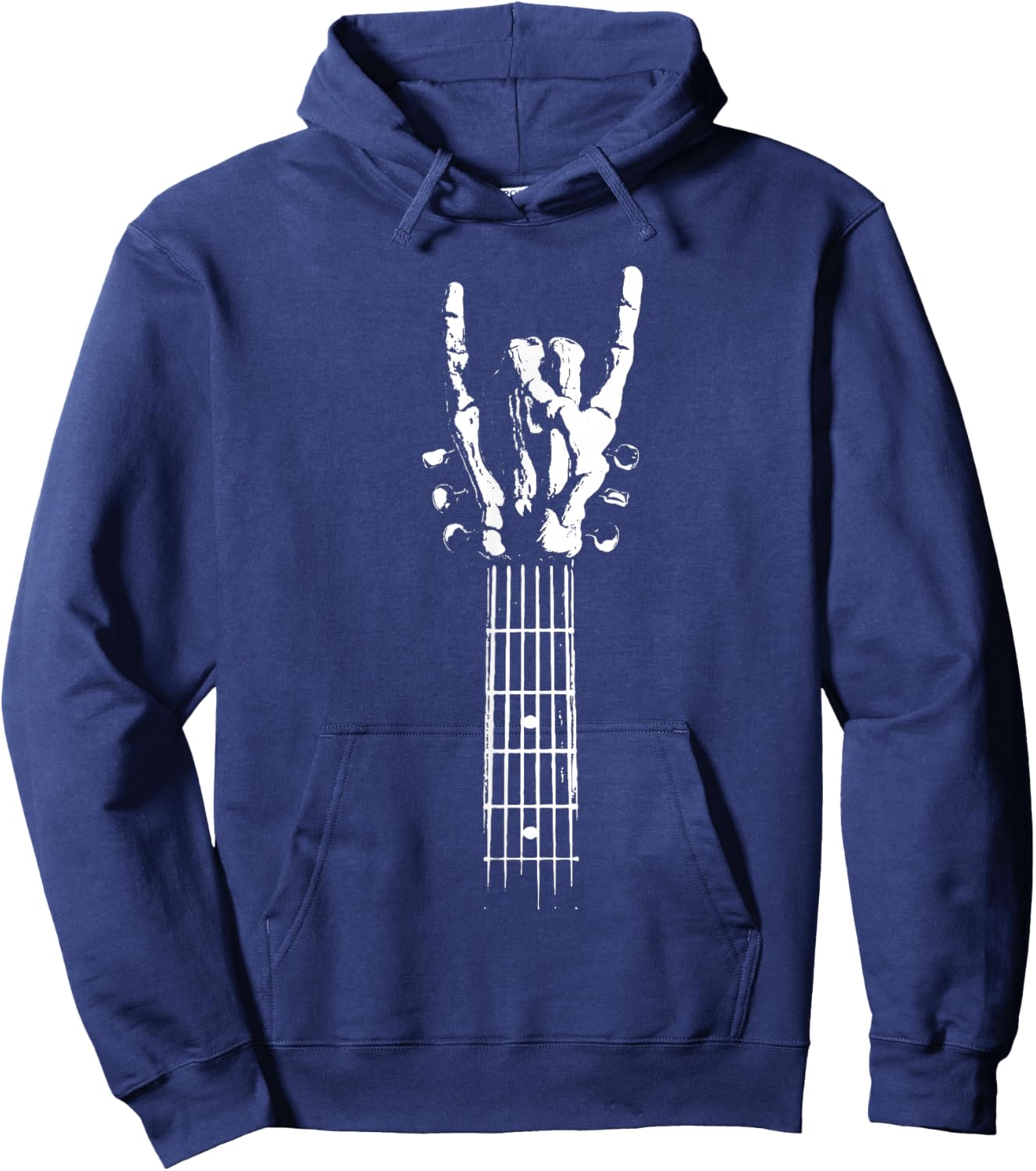 Rock and Roll Guitar Bone Skeleton sign Vintage ROCK Music Hoodie - Hoodie | Navy