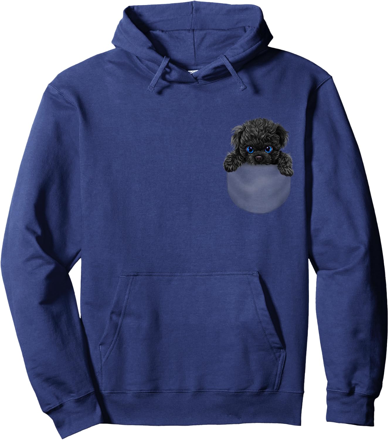 Black Poodle Dog in Pocket Hoodie - Hoodie | Navy