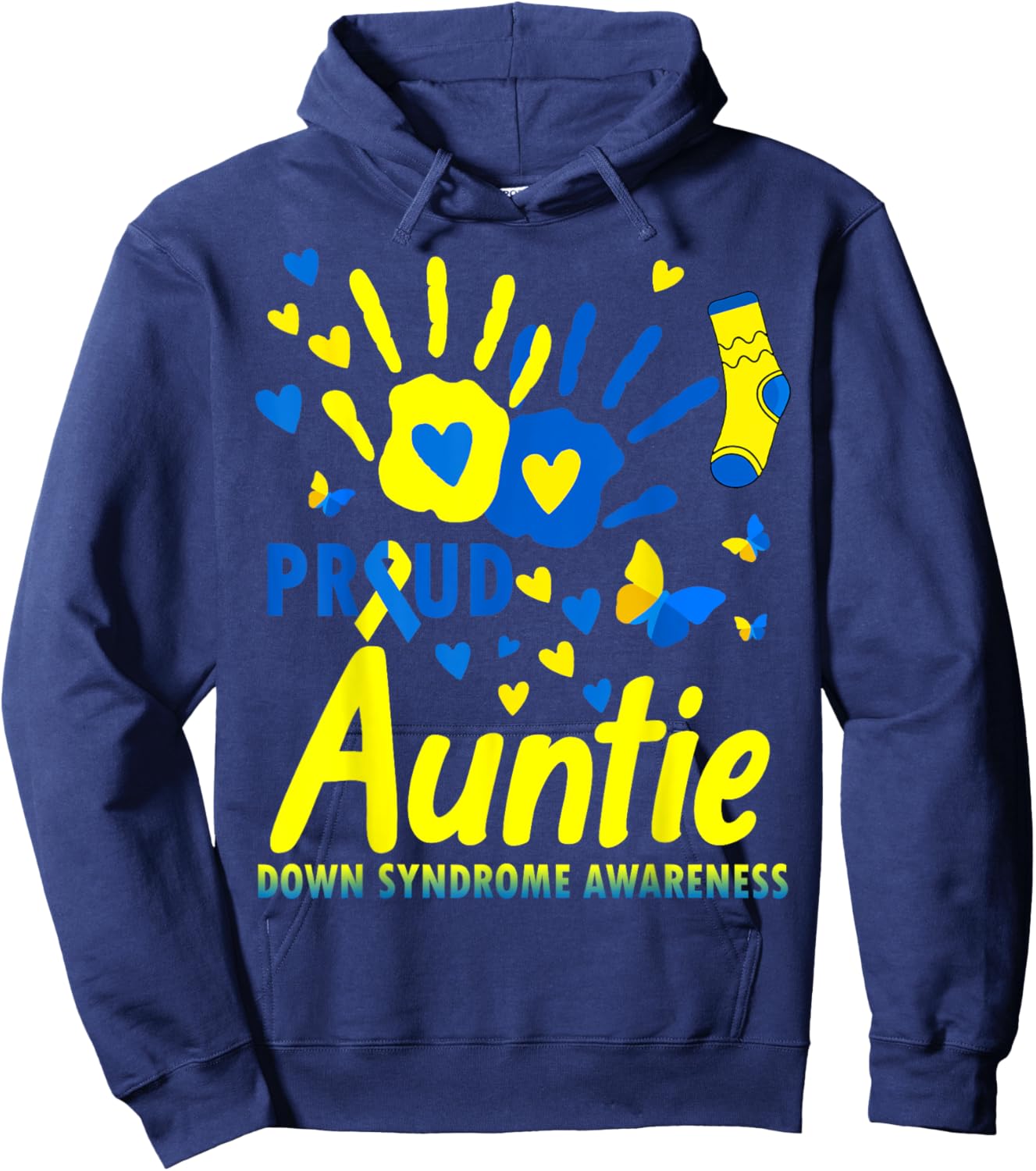 Proud Auntie World Down Syndrome Awareness Day Matching Hoodie - Hoodie | Navy