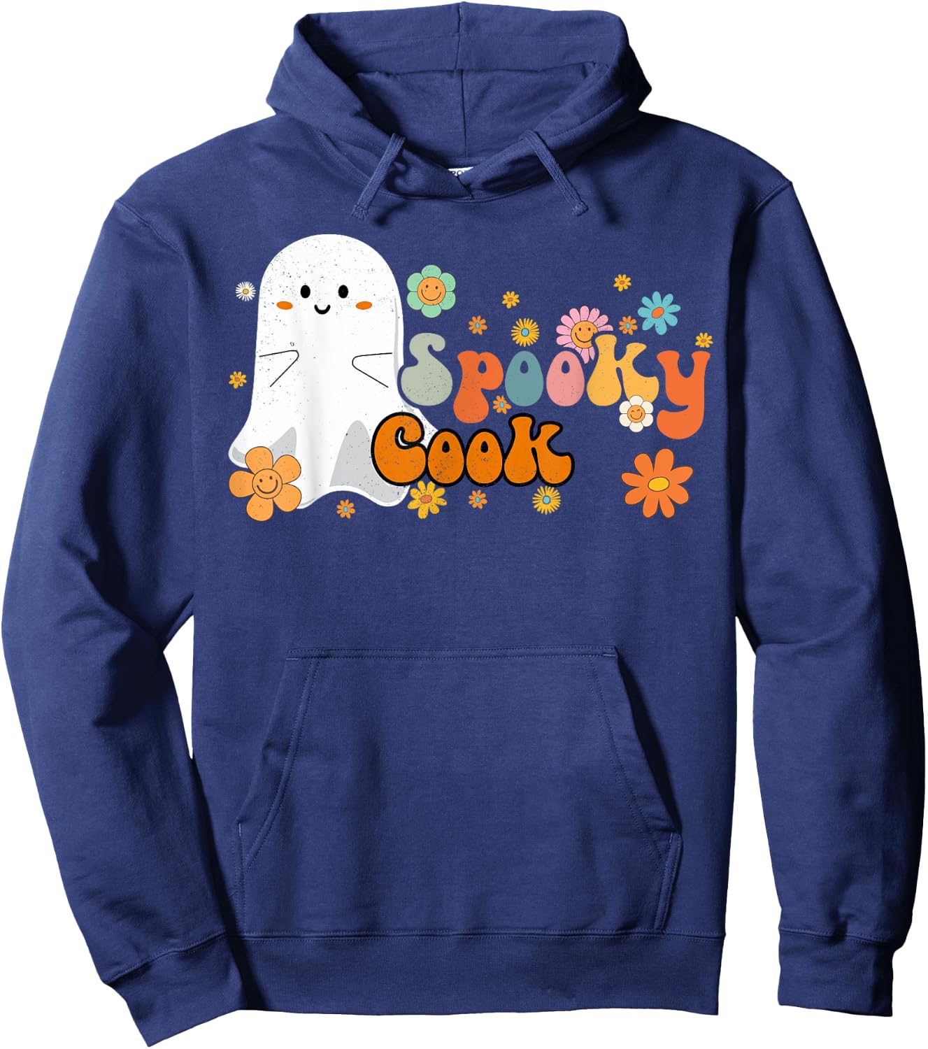 Spooky Cook Retro Groovy Cute Ghost Halloween Hoodie - Hoodie | Navy