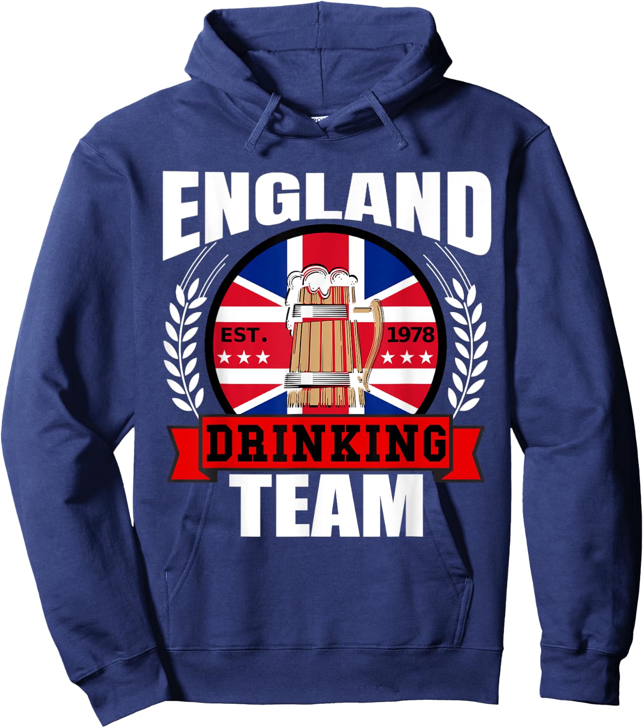 England Drinking Team Funny English UK Flag Beer Party Gift Hoodie - Hoodie | Navy