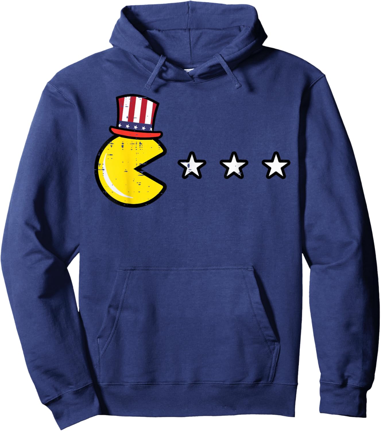 4th July Video Game Eating Stars Retro Gamer Boys Kids Men Hoodie - Hoodie | Navy