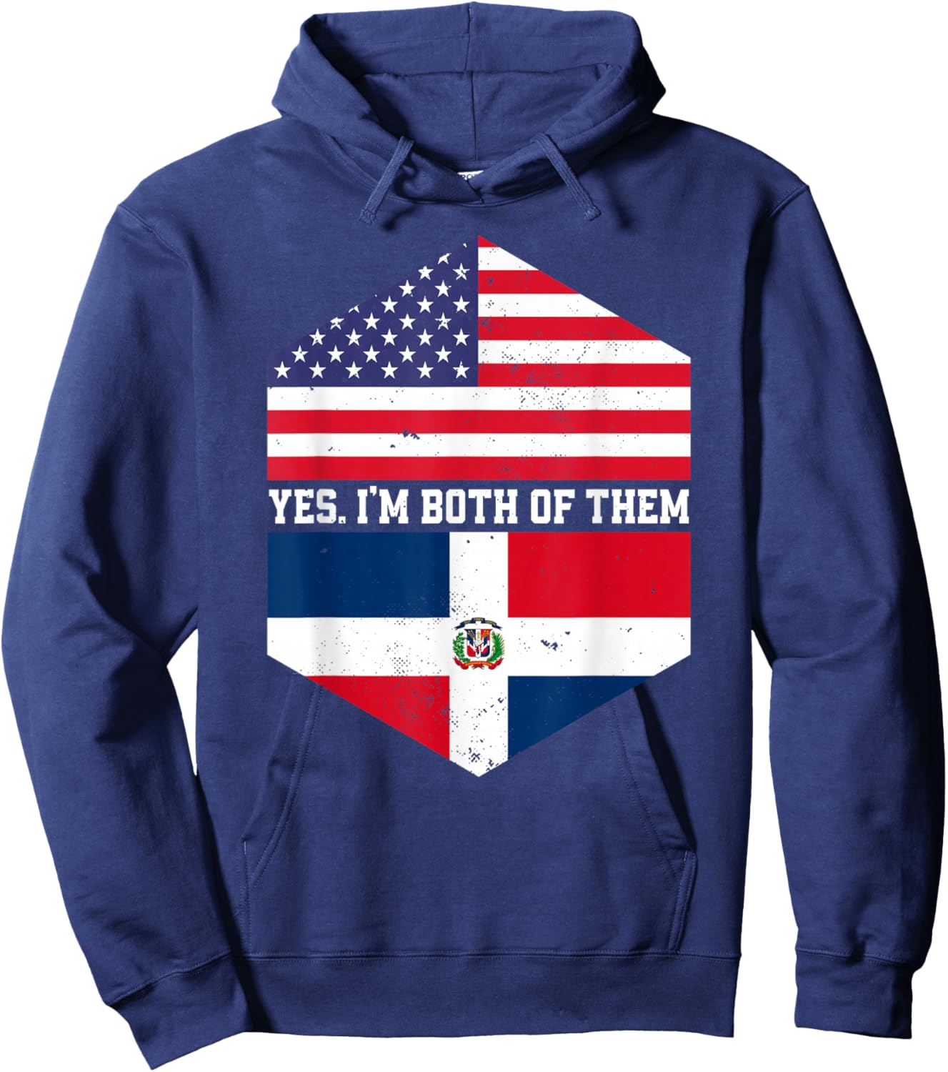 Half American Half Dominican USA Flag Dominican Republic Hoodie - Hoodie | Navy