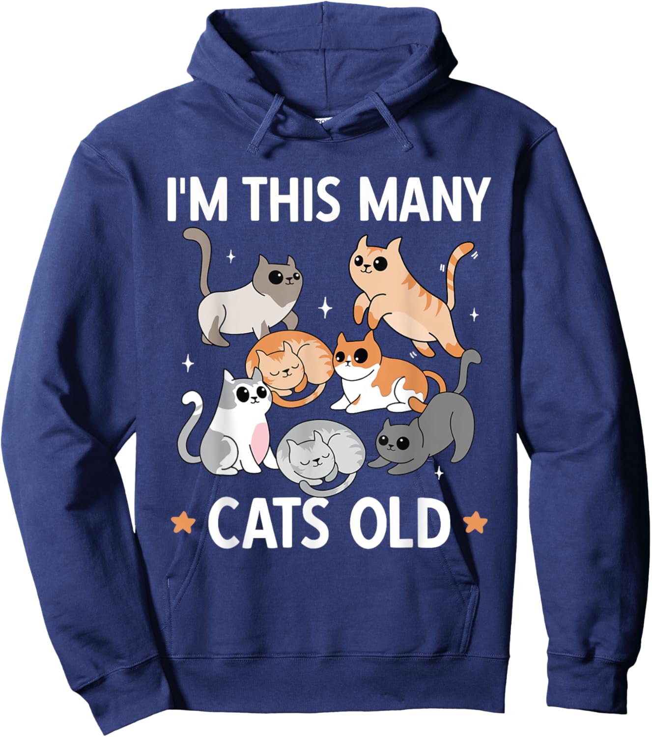 I'm This Many Cats Old 7th Birthday Party Kitten Cat Hoodie - Hoodie | Navy