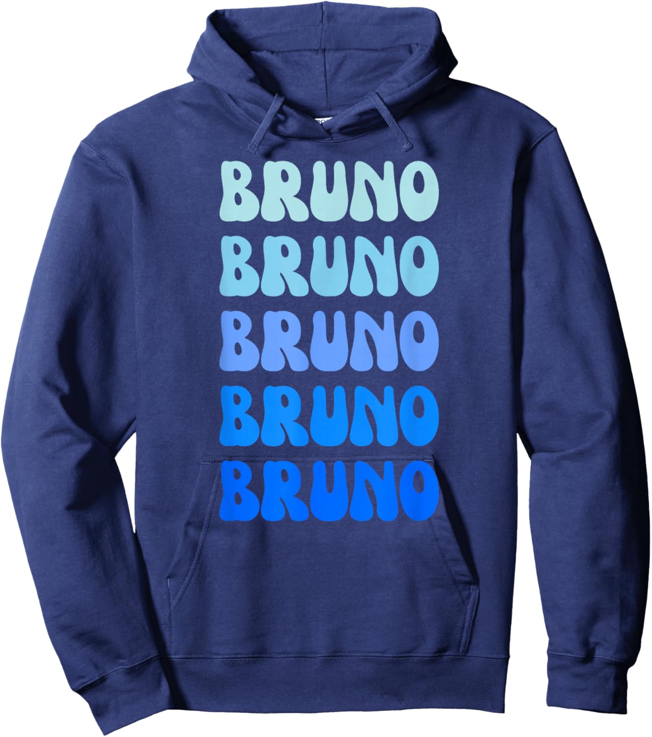 Bruno Retro Name Stack Design Hoodie - Hoodie | Navy