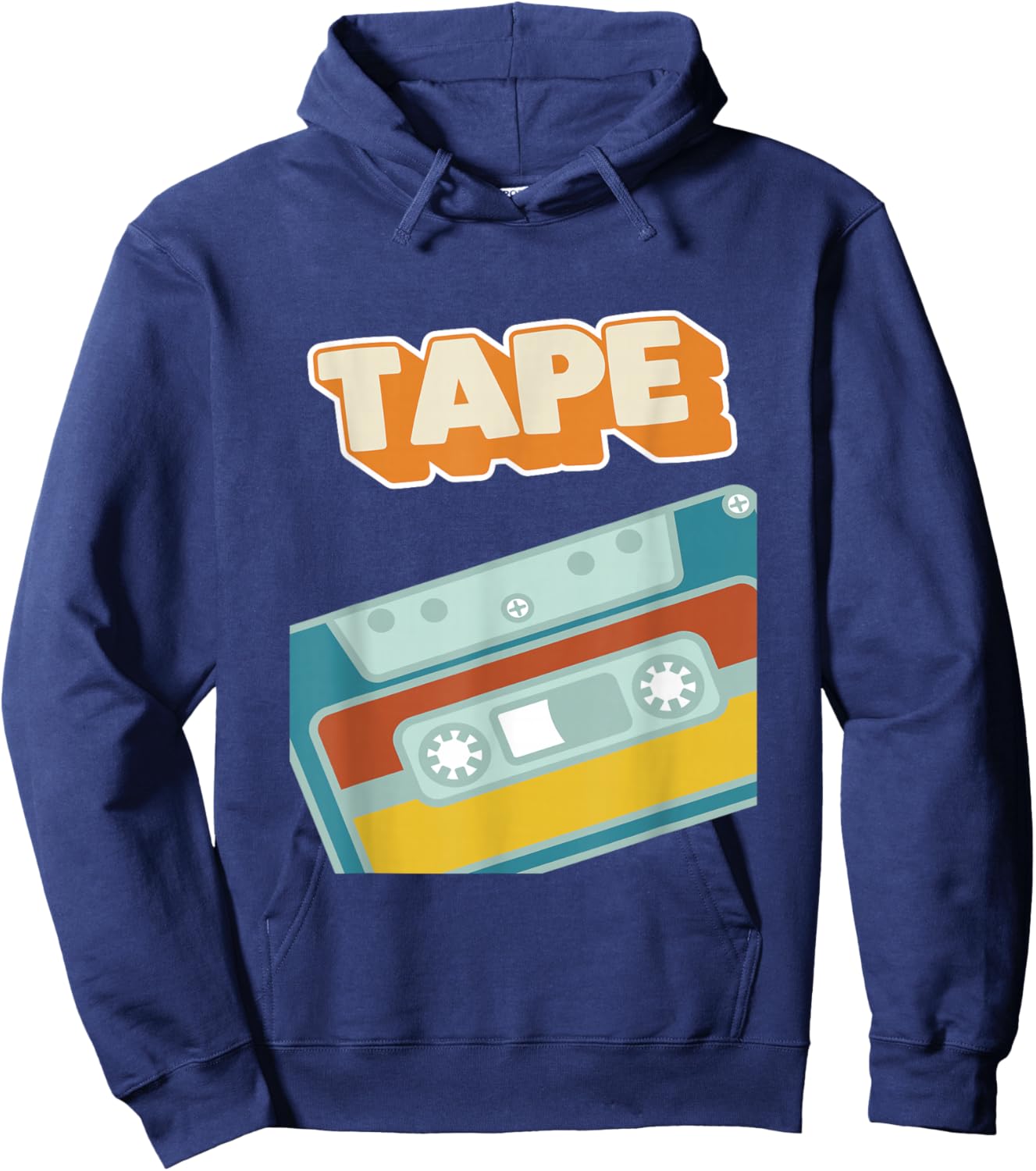 Retro Style 90s Music Tape Cassette with Graffiti Wall Art Hoodie - Hoodie | Navy