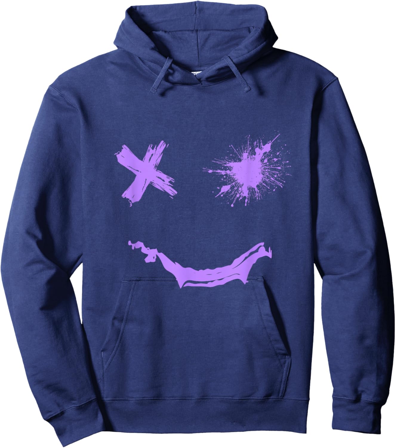 Light Purple Grunge Face Light Purple Violet Color Graphic Hoodie - Hoodie | Navy