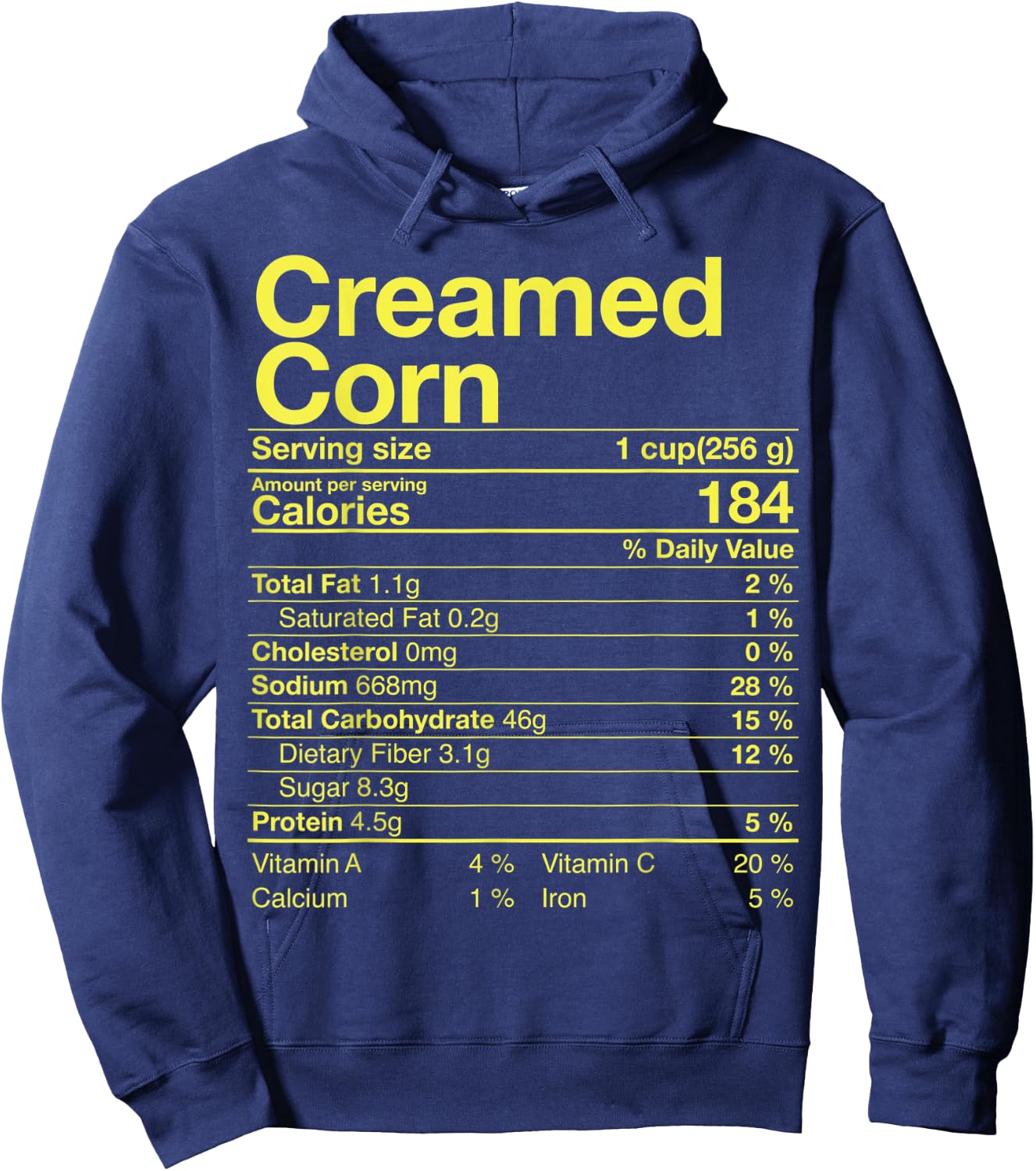 Creamed Corn Nutrition Facts Thanksgiving Gift Turkey Day Hoodie - Hoodie | Navy