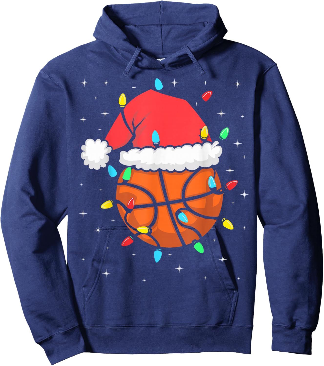 Funny Basketball Player Xmas Santa Hat Basketball Christmas Hoodie - Hoodie | Navy