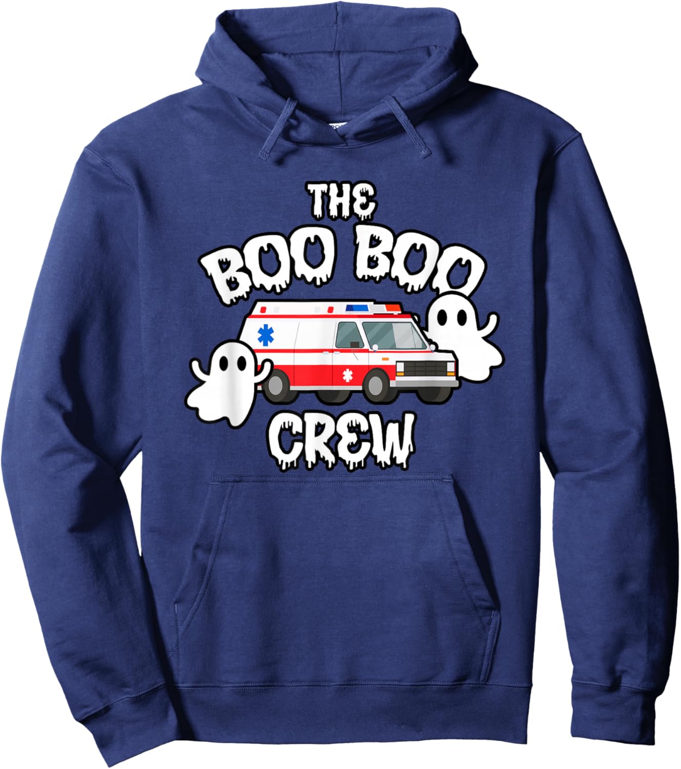 EMT Paramedic EMS Boo Boo Crew Ambulance Ghost Halloween Hoodie - Hoodie | Navy