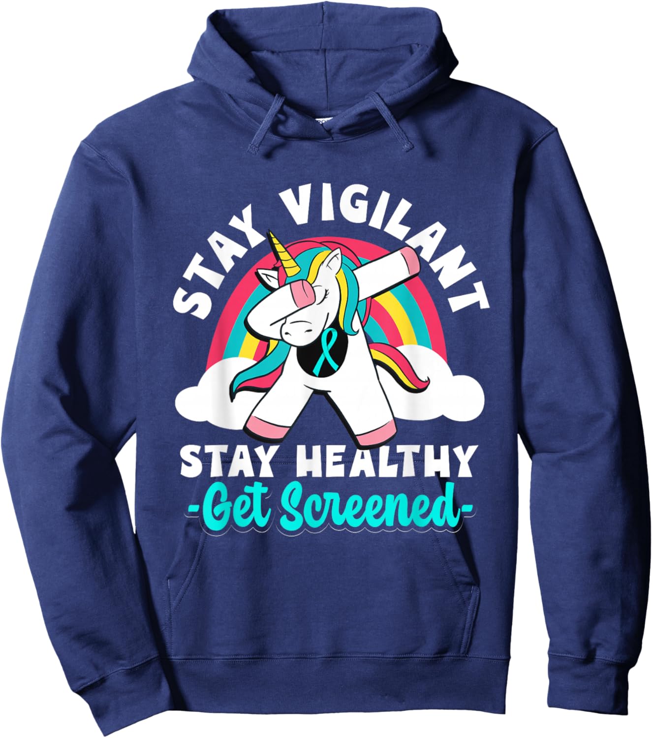 Teal Ribbon Cervical Cancer Awareness Month Survivor Hoodie - Hoodie | Navy