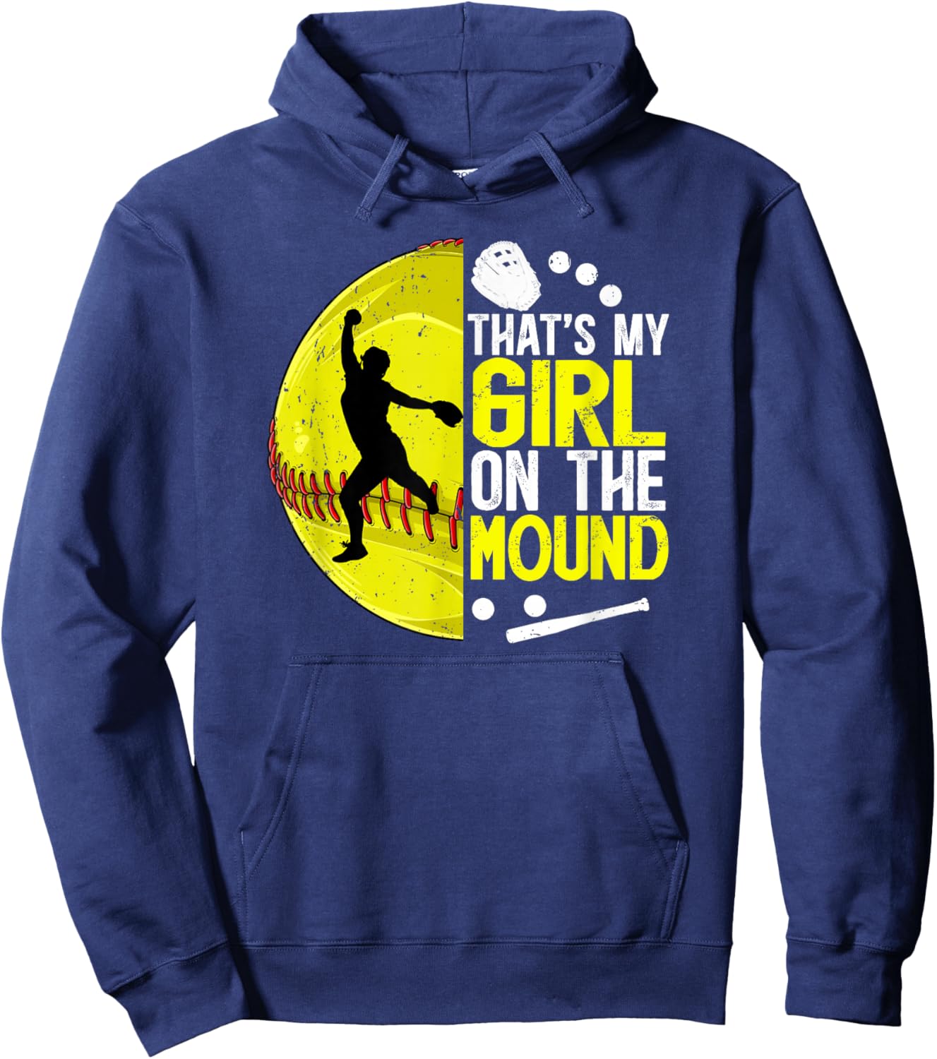 That's My Girl Softball Pitcher Mom Softball Pitcher Mama Hoodie - Hoodie | Navy